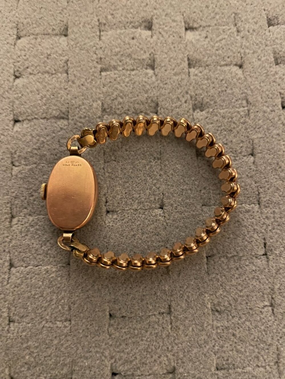 Vintage Gold Watch Elgin 1940s Deco Mid Century 10k Gold Filled Not Working - Picture 7 of 9